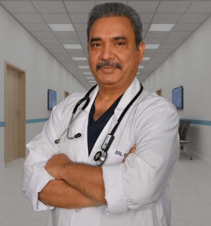 “Dr. Gopal Krishan Sharma – Senior Hair Transplant Surgeon and Dermatologist with 30+ years of experience at GS Tricho Derma Clinic, Haridwar.”